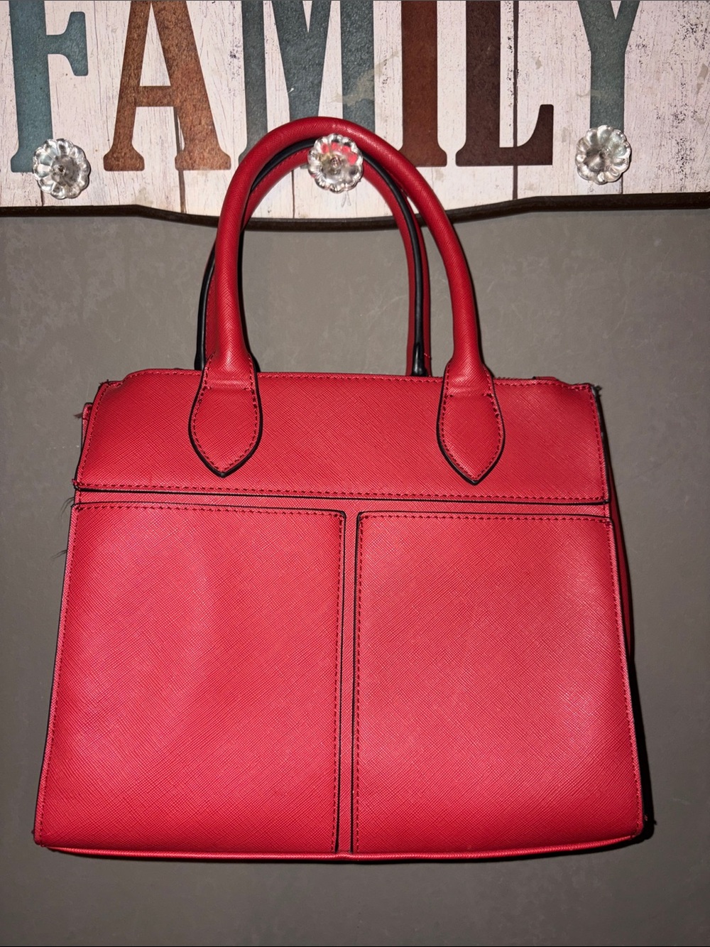 Classic Red Structured Tote Bag - Women's Handbag